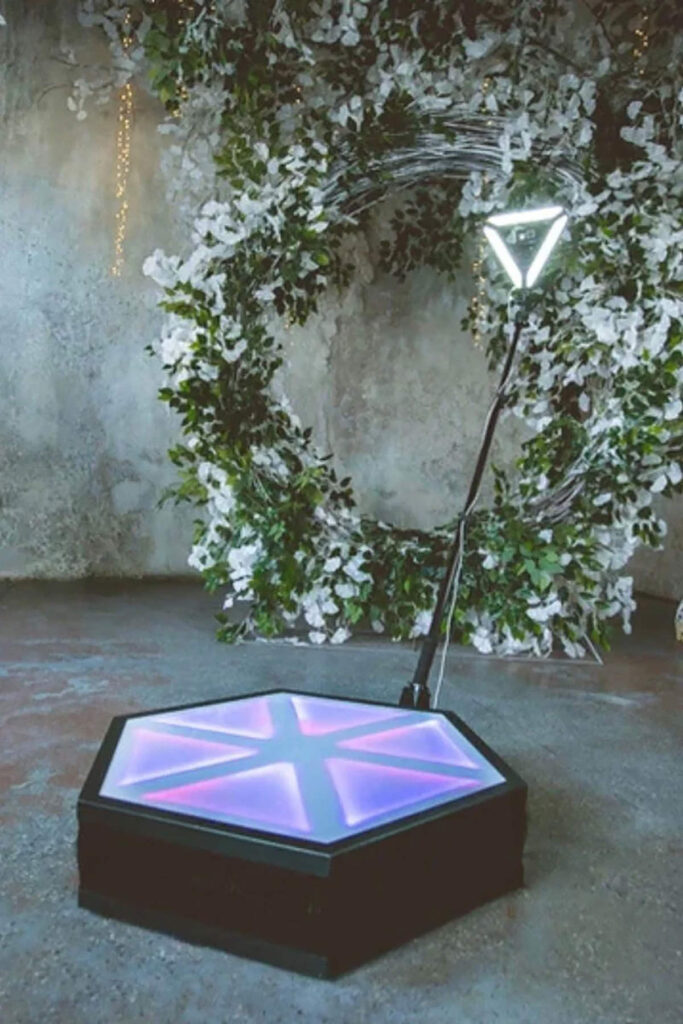 A 360 photo booth set up