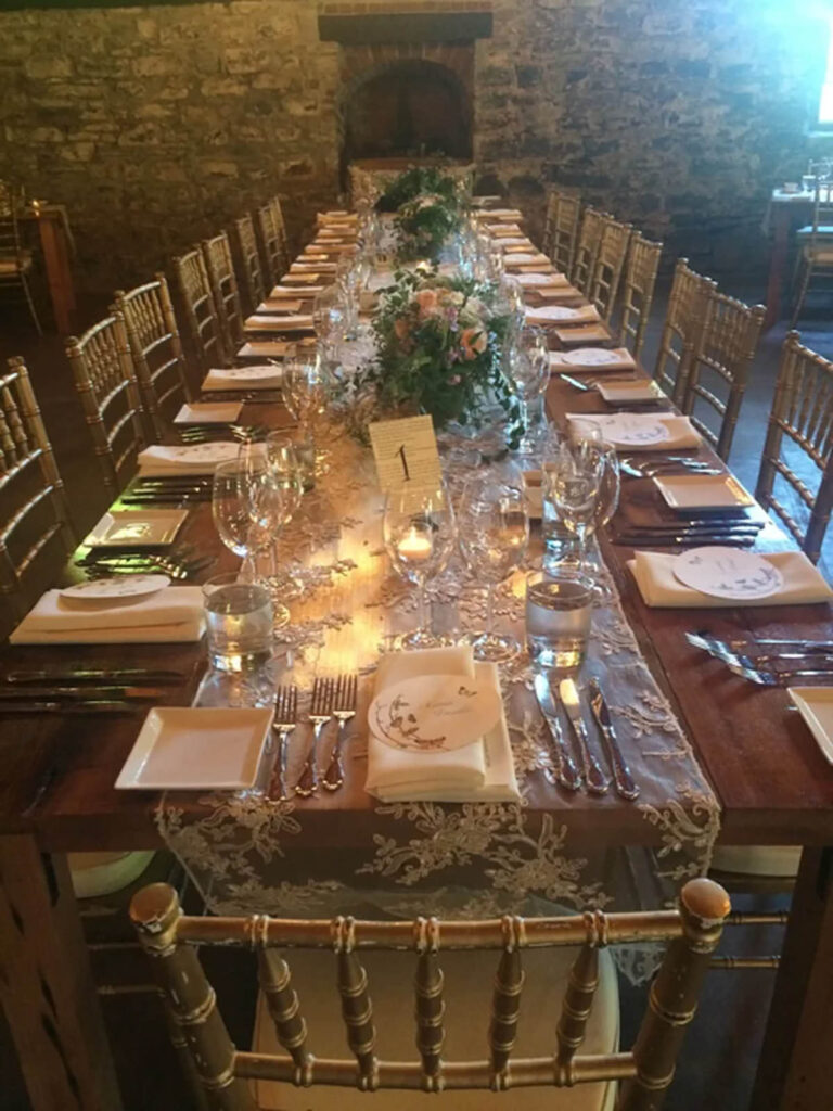 A wedding table at a winery