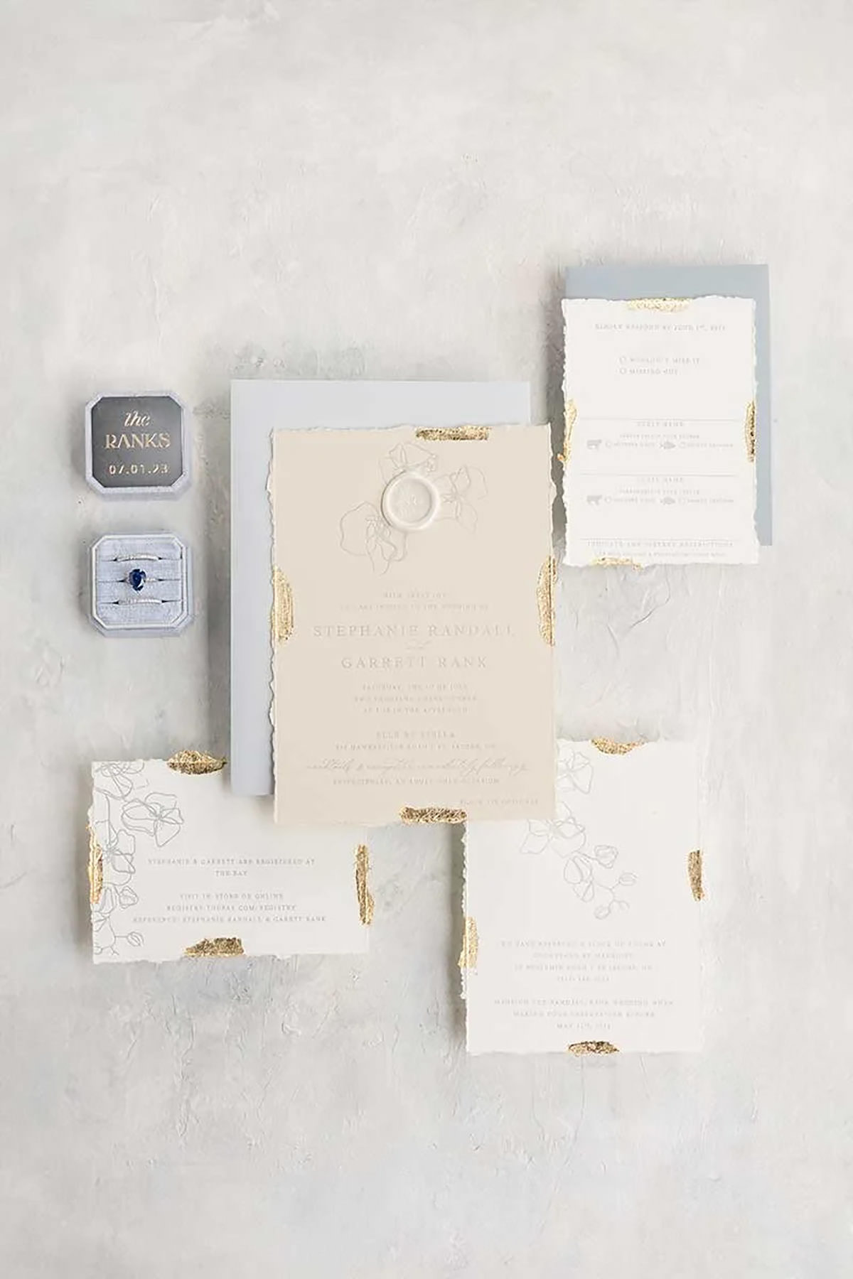 A neutral palette stationery set from above