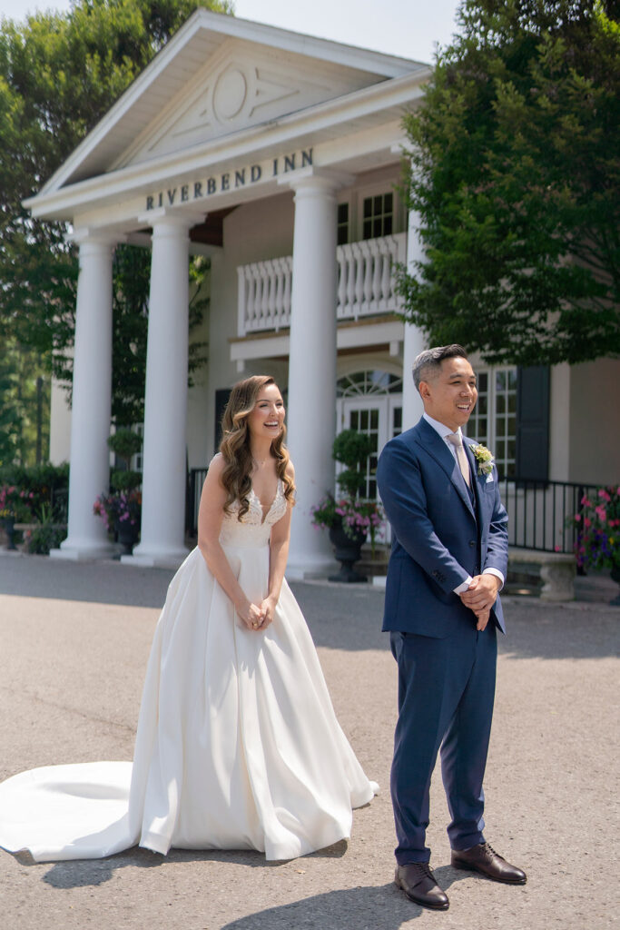 bride waiting to surprise groom for a first look