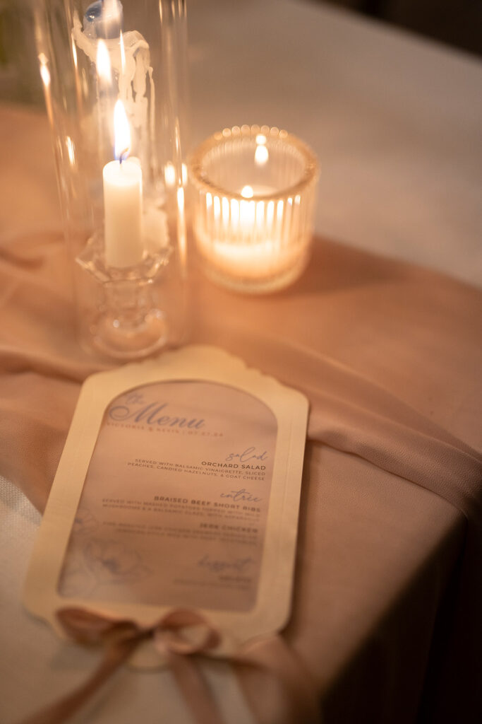 candlelit dinner menu