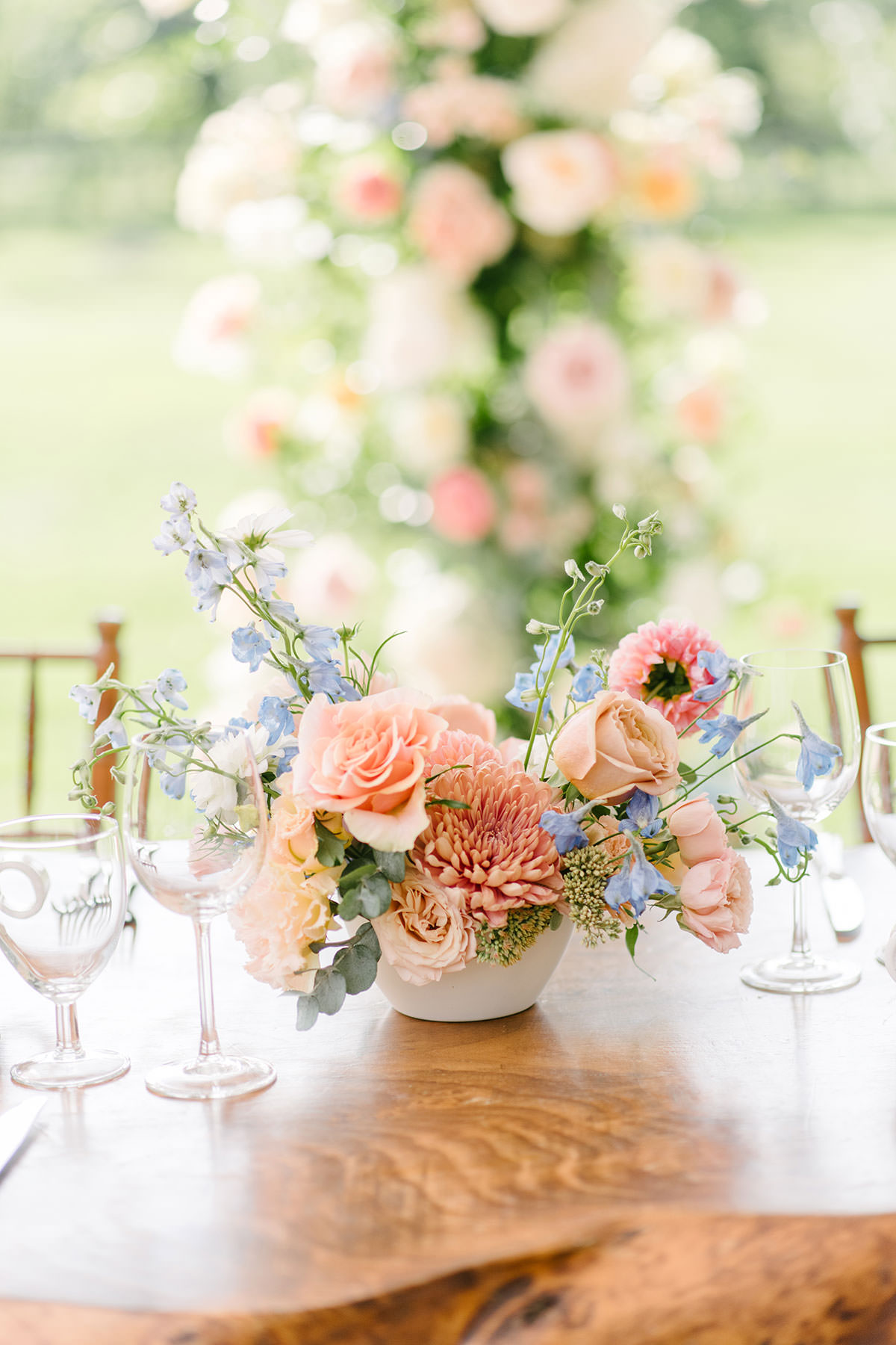 A centerpiece of flowers.