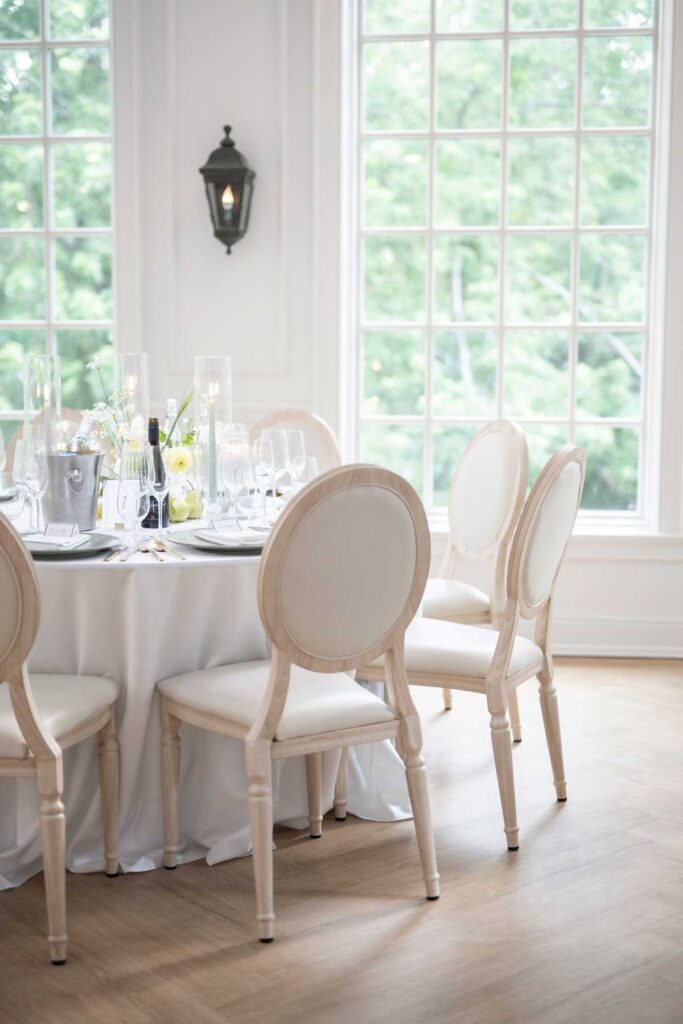 wedding reception table overlooking large window
