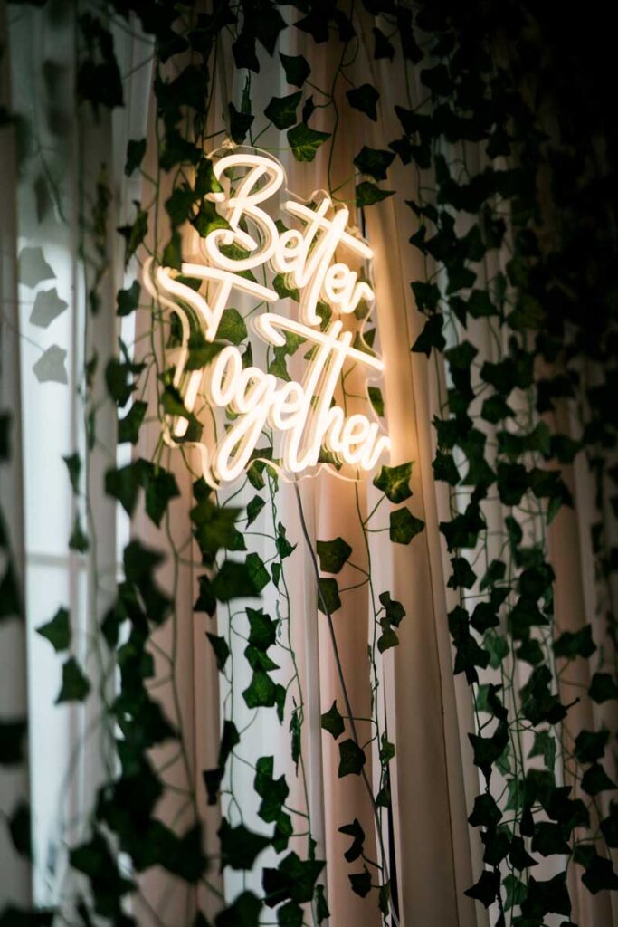 better together neon sign wedding decor